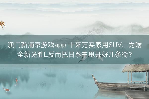 澳门新浦京游戏app 十来万买家用SUV，为啥全新途胜L反而把日系车甩开好几条街?